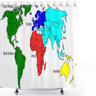 Personality  World Color Map Continents Shower Curtains