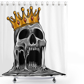 Personality  Vector Illustration With Skull In Crown Isolated On White Background Shower Curtains