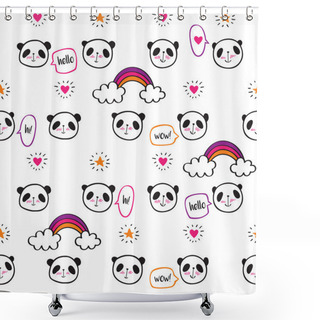 Personality  Set Of Cute Pandas Shower Curtains