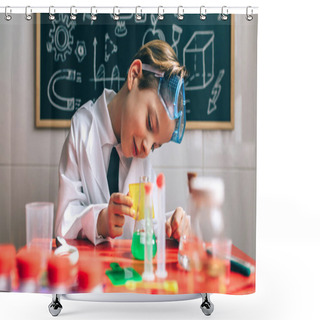 Personality  Boy Playing With Chemistry Game Shower Curtains