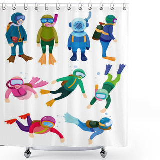 Personality  Cartoon Diver Icons Shower Curtains