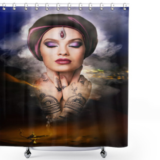 Personality  Beautiful Young Oriental Woman Genie From The Lamp Shower Curtains