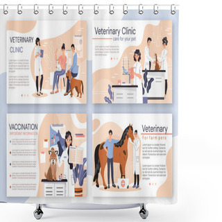 Personality  Veterinary Clinic Brochure, Vet Center Booklet, Vector Illustration Shower Curtains