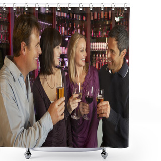 Personality  Group Of Friends Enjoying Drink Together In Bar Shower Curtains