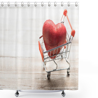 Personality  Shopping Cart With Red Heart  Shower Curtains