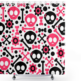 Personality  Seamless Pattern With Funny Skulls Shower Curtains