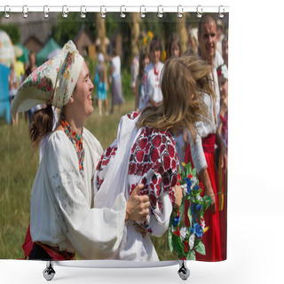Personality  People Participate In The Celebration On The Ivan Kupala Holiday At The National Architecture And Household Museum In The Village Of Pirogovo In Kiev, Ukraine. July 7, 2013. Shower Curtains