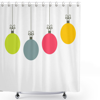 Personality  Christmas Colorful Balls Hanging Ornaments Shower Curtains