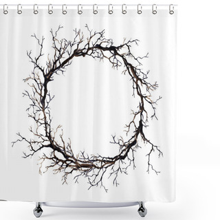 Personality  Wreath With Branches. Watercolor Border Shower Curtains