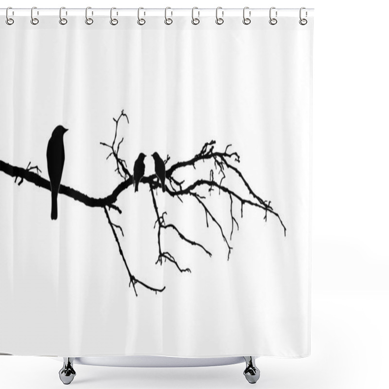 Personality  Vector Silhouette Of The Birds On Branch Shower Curtains