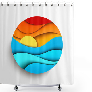Personality  Sunset In The Sea. Vector Icon Illustration Shower Curtains