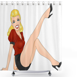Personality  Pin Up Girl Sitting Shower Curtains