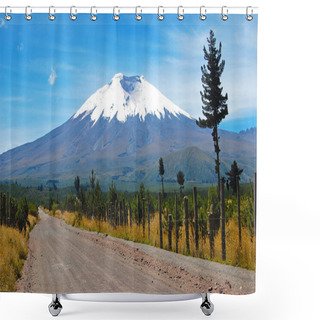 Personality  Dirt Road To The Cotopaxi Volcano Shower Curtains