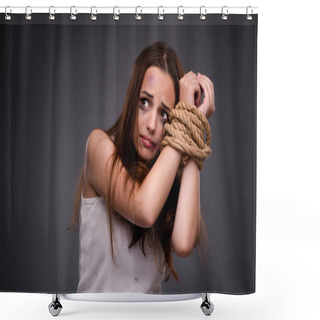 Personality  Woman In Violence And Discrimination Concept Shower Curtains