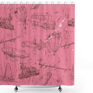 Personality  Seamless Texture With Set Of Vintage Transport. Shower Curtains
