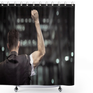 Personality  Exhausted Businessman Beating The Barrier Shower Curtains