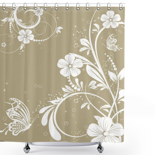 Personality  Vector Floral Decorative Abstract Background With Butterfly Shower Curtains