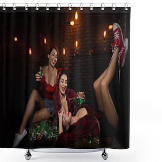Personality  Pin-up Girls In Nightclub Shower Curtains