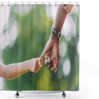 Personality  Grandfather And Granddaughter Holding Hands  Shower Curtains