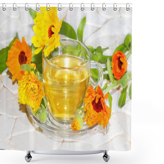 Personality  Pot Marigold Or Calendula Officinalus Shower Curtains