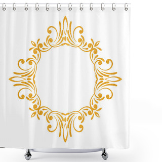 Personality  Elegant Luxury Vintage Gold Floral Frame Shower Curtains