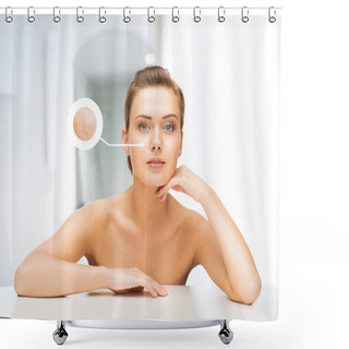 Personality  Face Of Woman With Dry Skin Shower Curtains