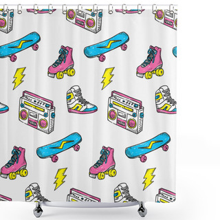 Personality  Vintage Theme Background With Sneaker Shower Curtains