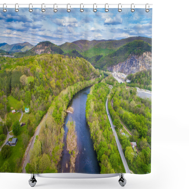 Personality  Aerial View Of The James River And Surrounding Mountains In Buch Shower Curtains
