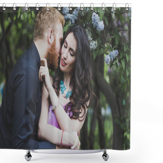 Personality  Love Story In The Lilac Garden Shower Curtains