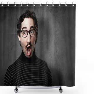 Personality  Pedantic Man Shock Face Shower Curtains