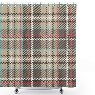 Personality  Beige,brown,blue,red And White Tartan Seamless Vector Pattern Shower Curtains