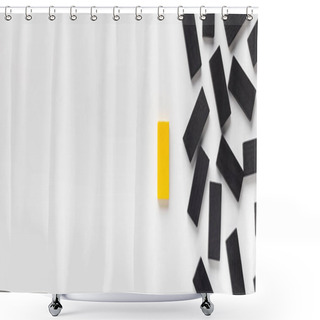 Personality  Yellow Block Standing Out Of Black Ones Shower Curtains