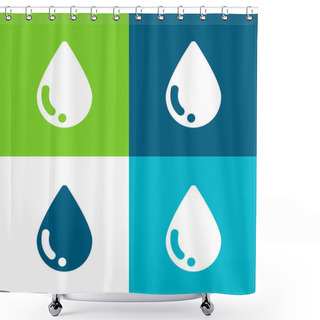 Personality  Blood Drop Flat Four Color Minimal Icon Set Shower Curtains