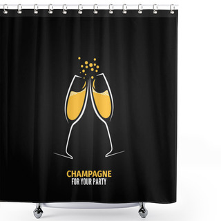 Personality  Champagne Glass Design Party Menu Background Shower Curtains