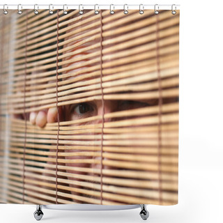 Personality  Eyes Looking Through The Blinds Shower Curtains