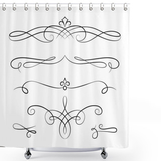 Personality  Scroll Elements, Set Of Vintage Calligraphic Vignettes Shower Curtains