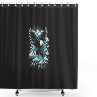 Personality  Flying Eagle On Cloud Lightning Vector Artwork Design Shower Curtains