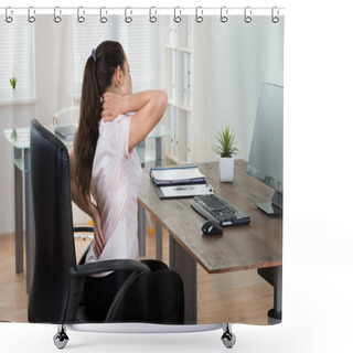 Personality  Businesswoman Having Backpain Shower Curtains