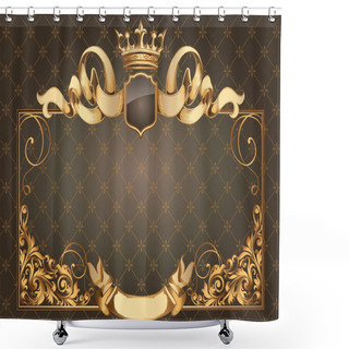 Personality  Golden Vintage Blank Frame Shower Curtains