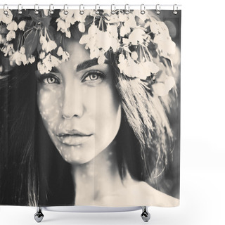 Personality  Romantic Lady In Wreath Of Apple Trees Shower Curtains