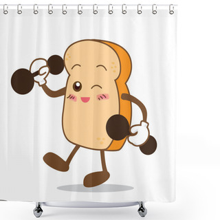 Personality  Bread-08 Isolated Happy Smile Stronger Slice Of Bread Cartoon Shower Curtains