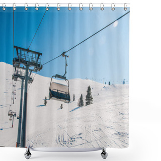 Personality  Ski Lifts Durings Bright Winter Day Shower Curtains