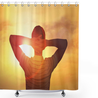 Personality  Adult Man Satisfied With Nature Beauty Of Sunset. Photo From Beh Shower Curtains