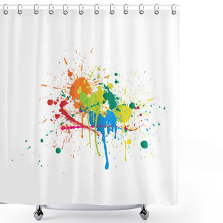 Personality  Color Paint Splashes On White Background Shower Curtains
