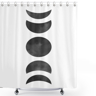Personality  Moon Phases Art Poster. Watercolor Lunar Print. Nature Space Illustration. Shower Curtains