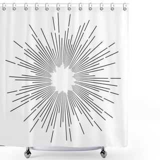 Personality  Vintage Monochrome Star Rays. Vector Shower Curtains