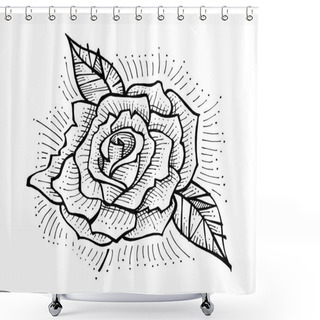 Personality  Hand Drawn Rose Flower Illustration Shower Curtains