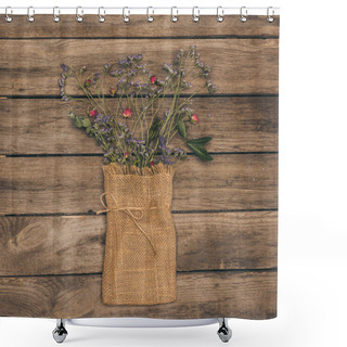 Personality  Dry Flowers In Sack Bag Shower Curtains