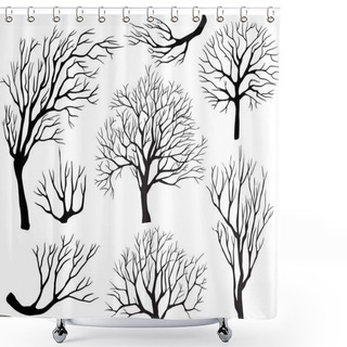 Personality  Set Of Silhouettes Of Trees Shower Curtains