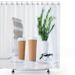 Personality  Coffee And Business Documents Shower Curtains